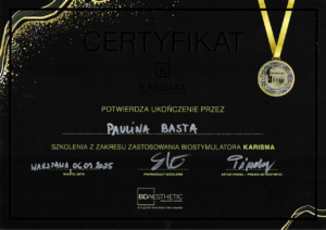 Paulina Basta certyfikat